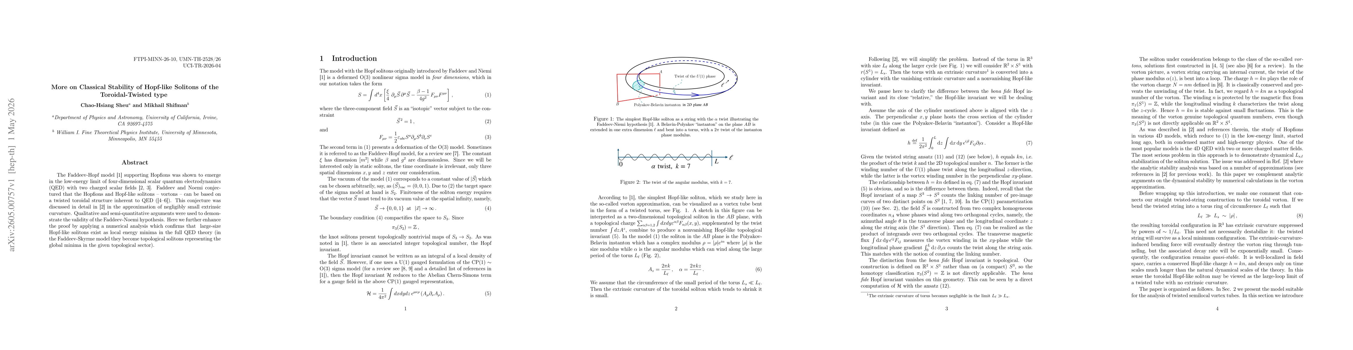 Thumbnail for More on Classical Stability of Hopf-like Solitons of the Toroidal-Twisted type