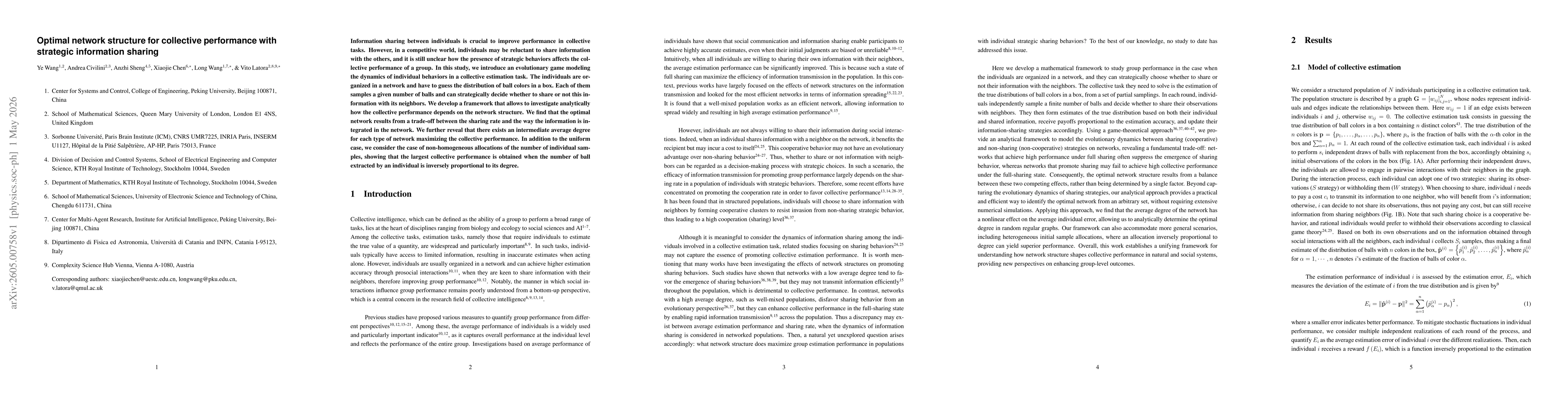 Thumbnail for Optimal network structure for collective performance with strategic information sharing