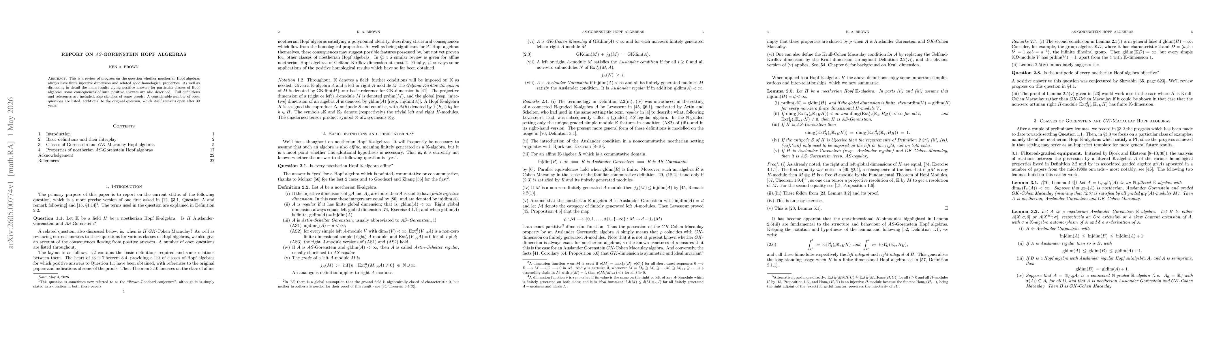 Thumbnail for Report on $AS$-Gorenstein Hopf algebras
