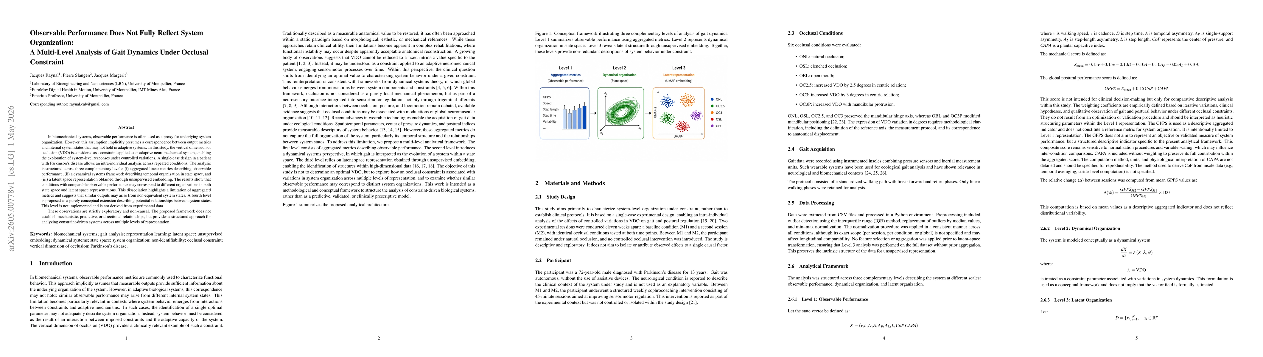 Thumbnail for Observable Performance Does Not Fully Reflect System Organization: A Multi-Level Analysis of Gait Dynamics Under Occlusal Constraint