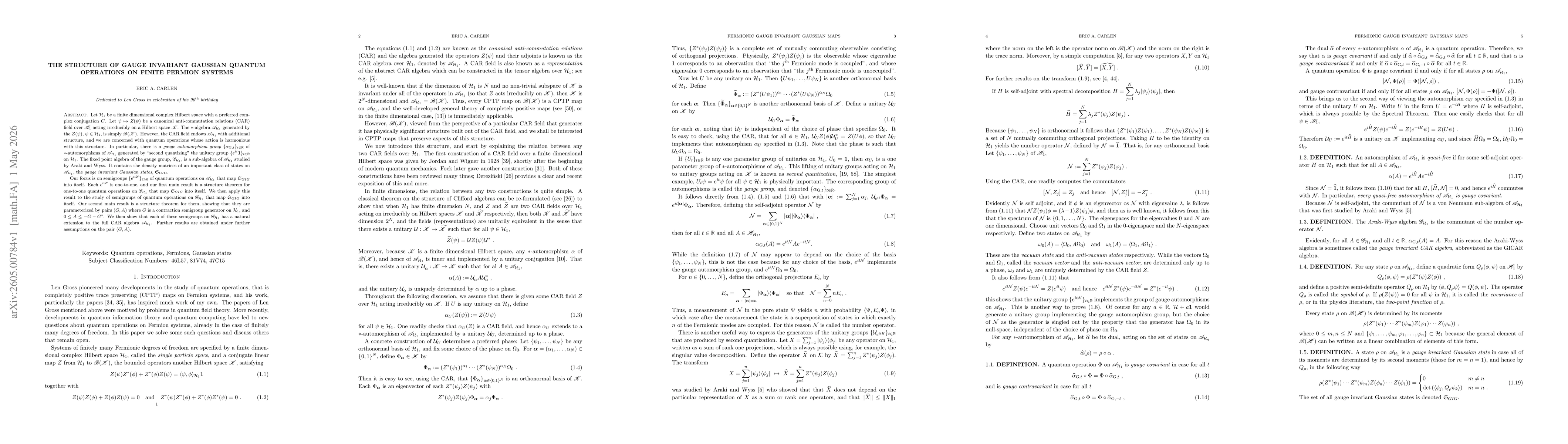 Thumbnail for The structure of gauge invariant Gaussian quantum operations on finite Fermion systems