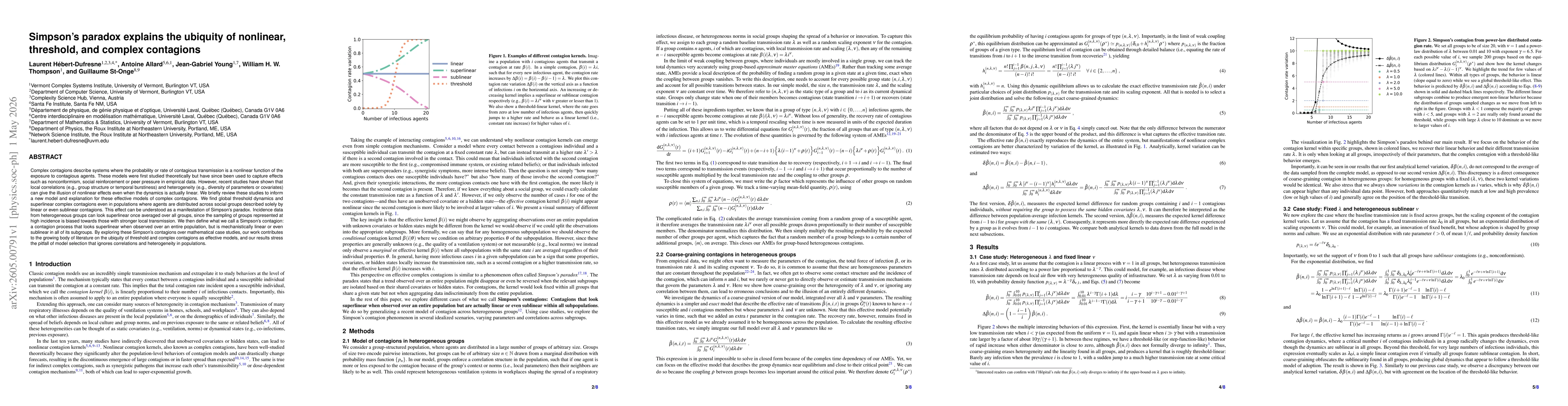 Thumbnail for Simpson's paradox explains the ubiquity of nonlinear, threshold, and complex contagions