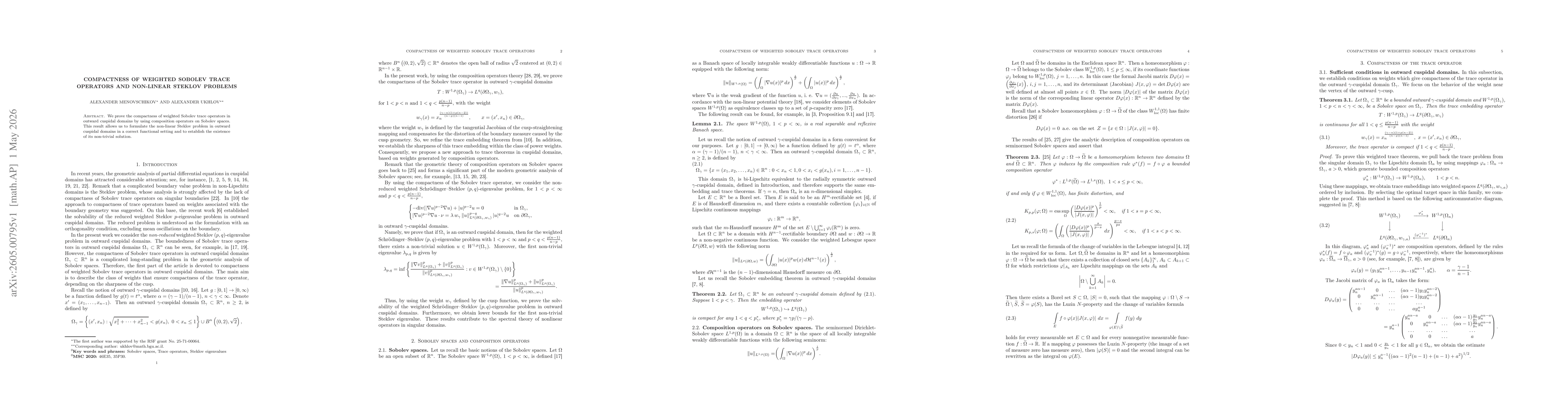 Thumbnail for Compactness of weighted Sobolev trace operators and non-linear Steklov problems