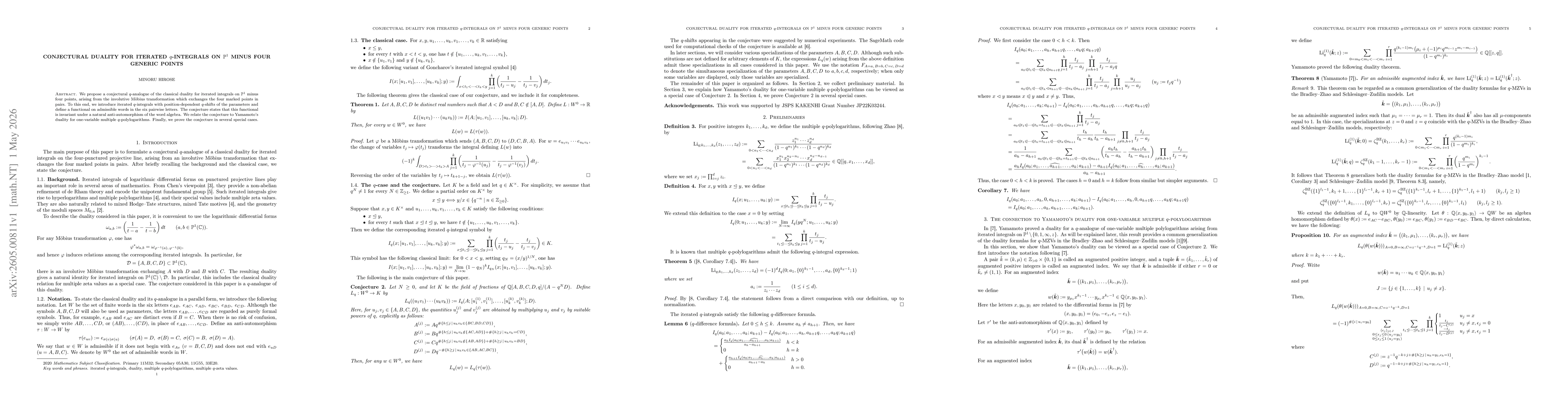 Thumbnail for Conjectural duality for iterated $q$-integrals on $\mathbb{P}^{1}$ minus four generic points