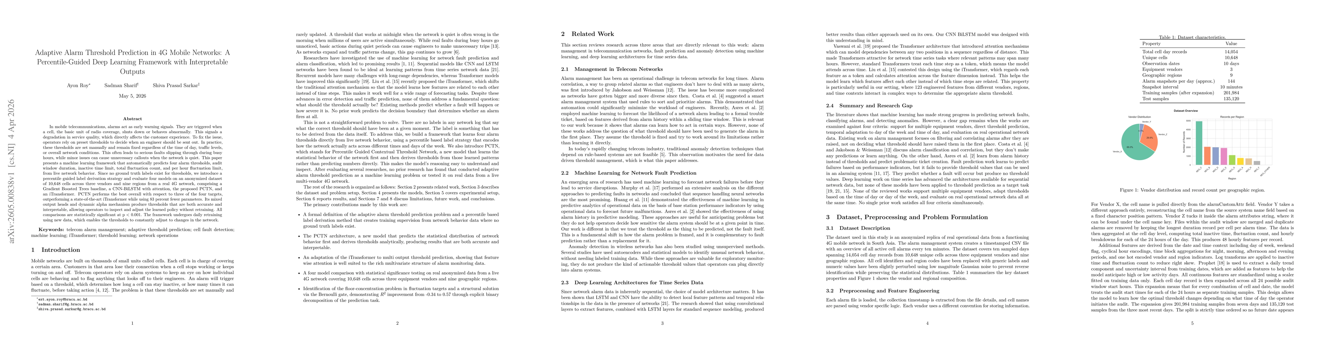 Thumbnail for Adaptive Alarm Threshold Prediction in 4G Mobile Networks: A Percentile-Guided Deep Learning Framework with Interpretable Outputs