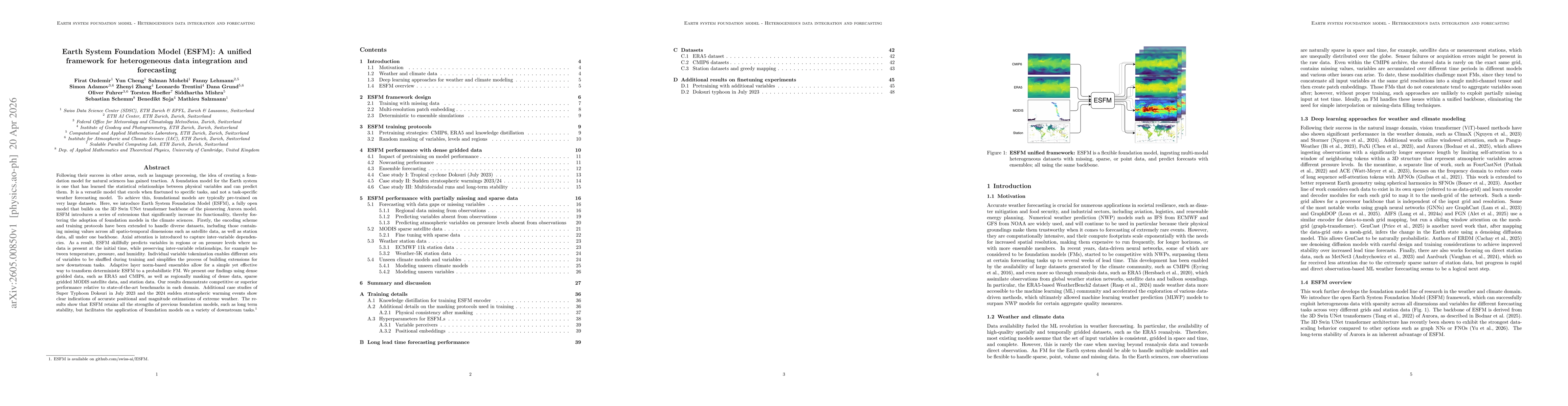 Thumbnail for Earth System Foundation Model (ESFM): A unified framework for heterogeneous data integration and forecasting