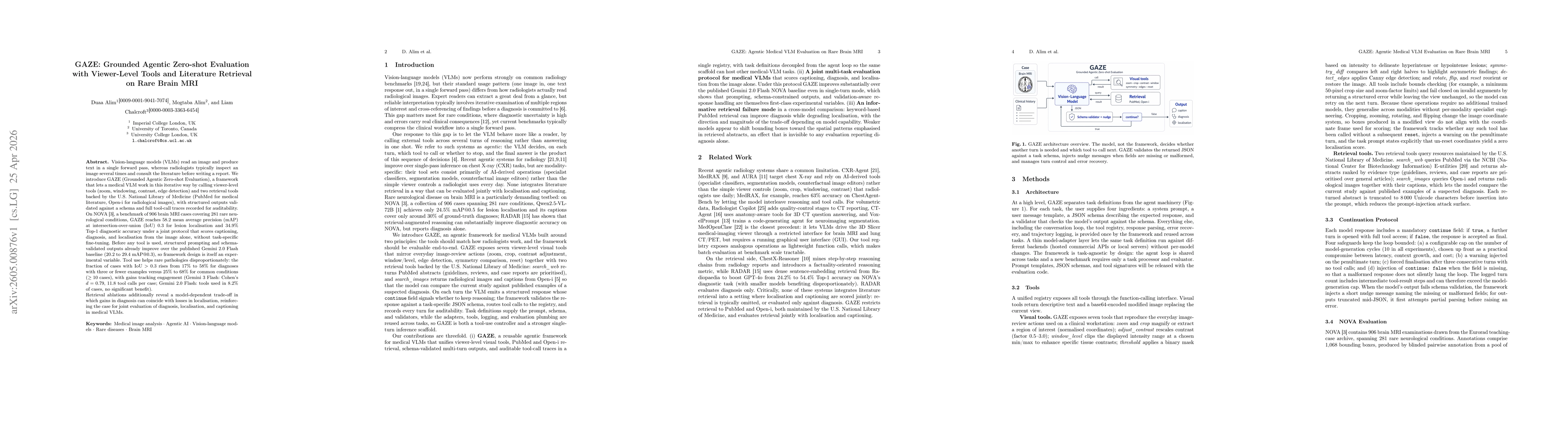 Thumbnail for GAZE: Grounded Agentic Zero-shot Evaluation with Viewer-Level Tools and Literature Retrieval on Rare Brain MRI