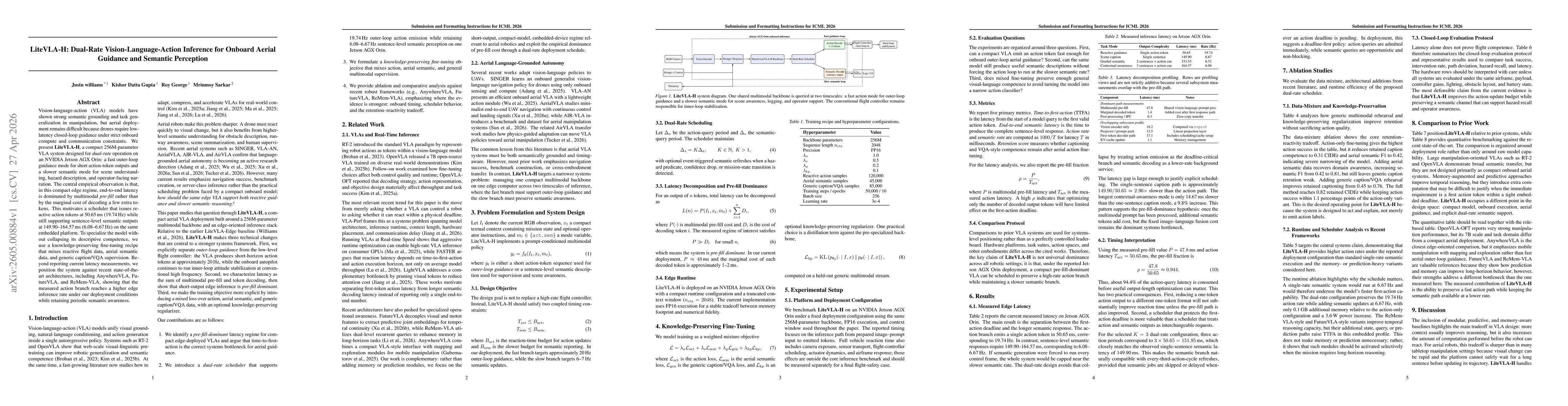 Thumbnail for LiteVLA-H: Dual-Rate Vision-Language-Action Inference for Onboard Aerial Guidance and Semantic Perception