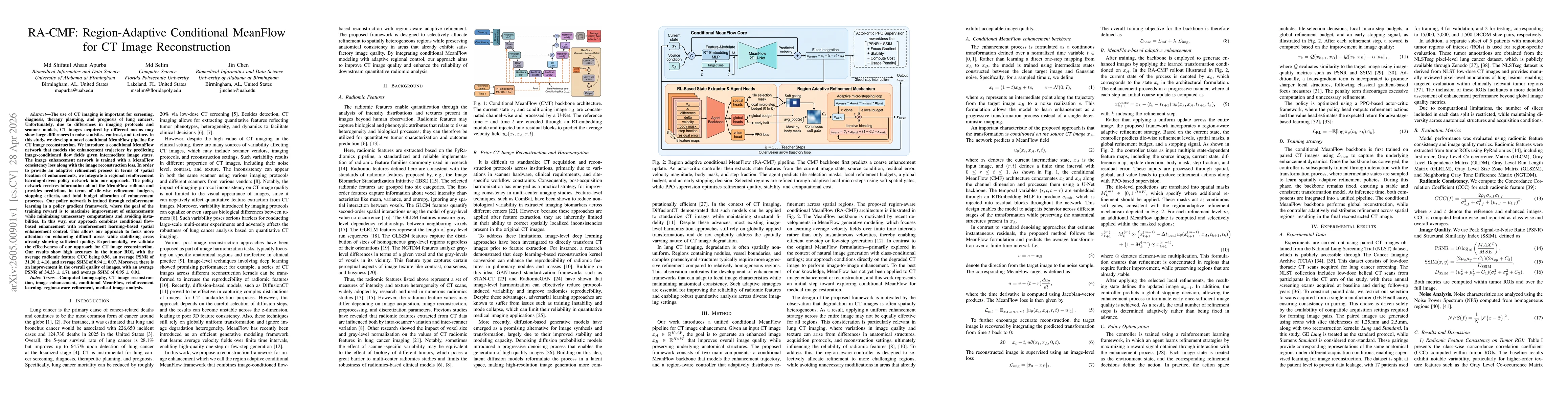 Thumbnail for RA-CMF: Region-Adaptive Conditional MeanFlow for CT Image Reconstruction