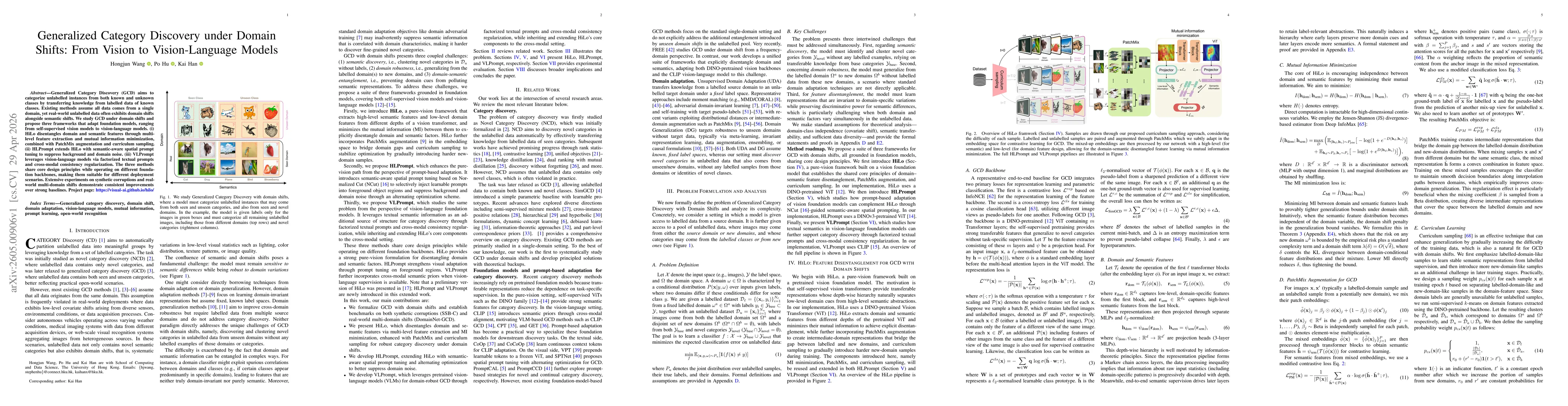 Thumbnail for Generalized Category Discovery under Domain Shifts: From Vision to Vision-Language Models