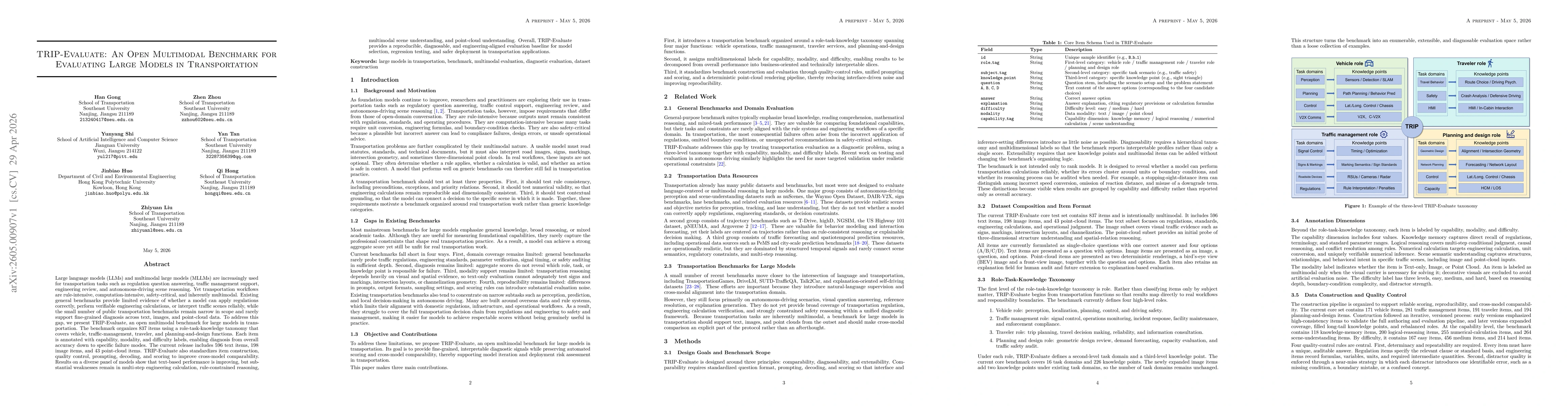 Thumbnail for TRIP-Evaluate: An Open Multimodal Benchmark for Evaluating Large Models in Transportation