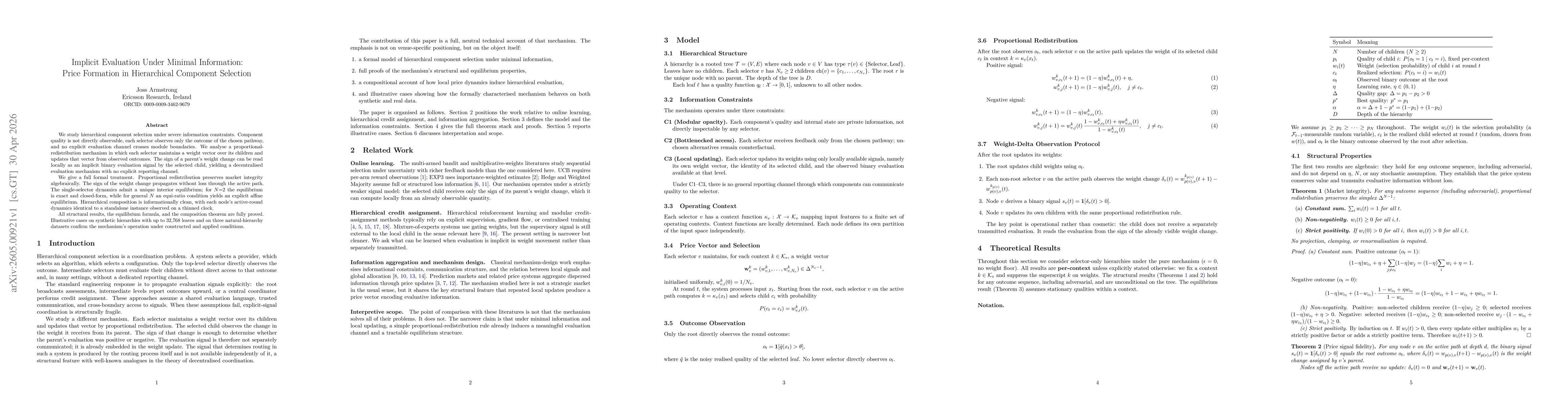 Thumbnail for Implicit Evaluation Under Minimal Information: Price Formation in Hierarchical Component Selection