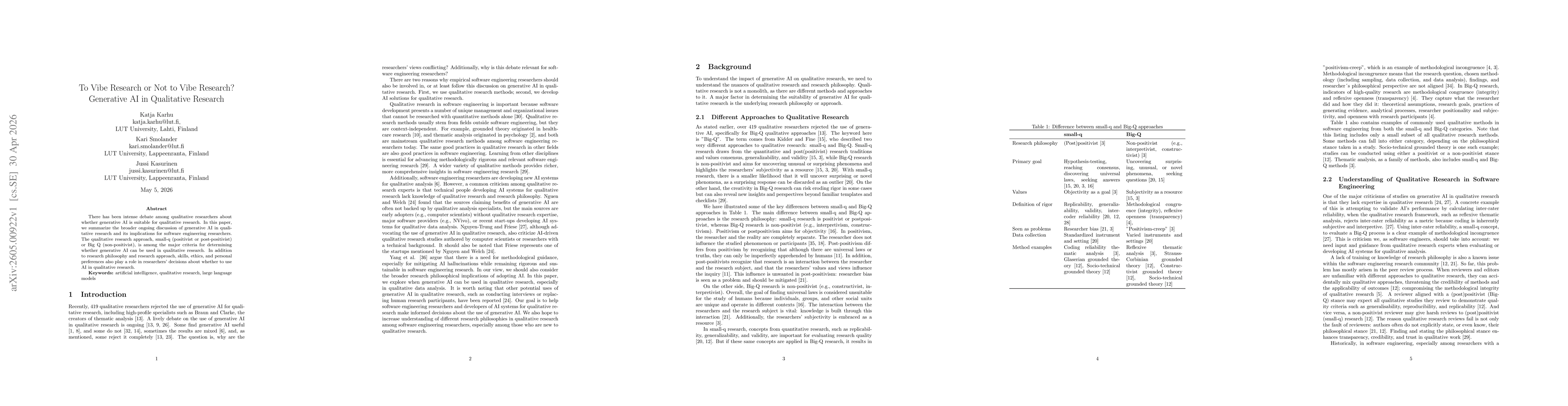 Thumbnail for To Vibe Research or Not to Vibe Research? Generative AI in Qualitative Research