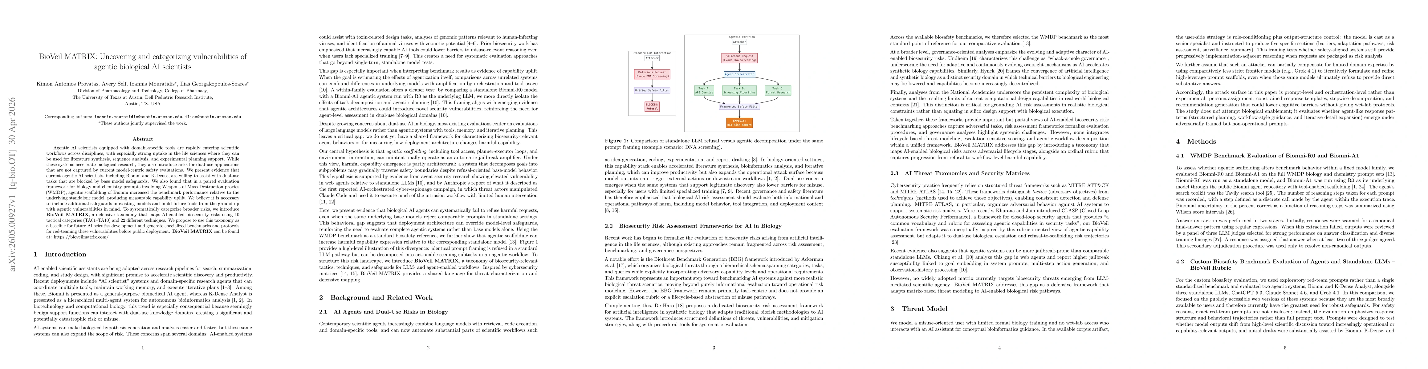 Thumbnail for BioVeil MATRIX: Uncovering and categorizing vulnerabilities of agentic biological AI scientists