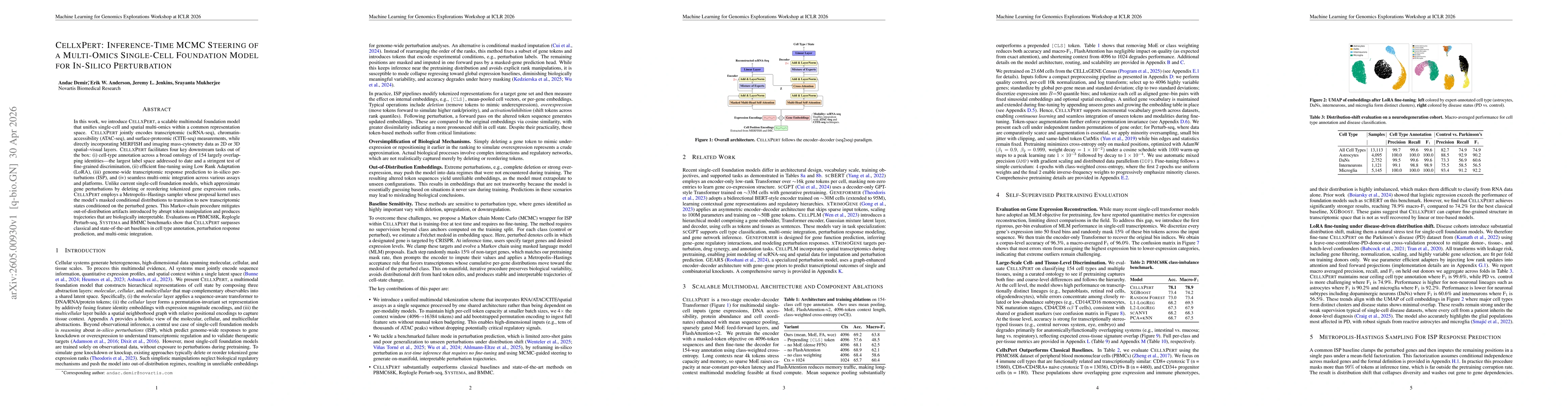 Thumbnail for CellxPert: Inference-Time MCMC Steering of a Multi-Omics Single-Cell Foundation Model for In-Silico Perturbation