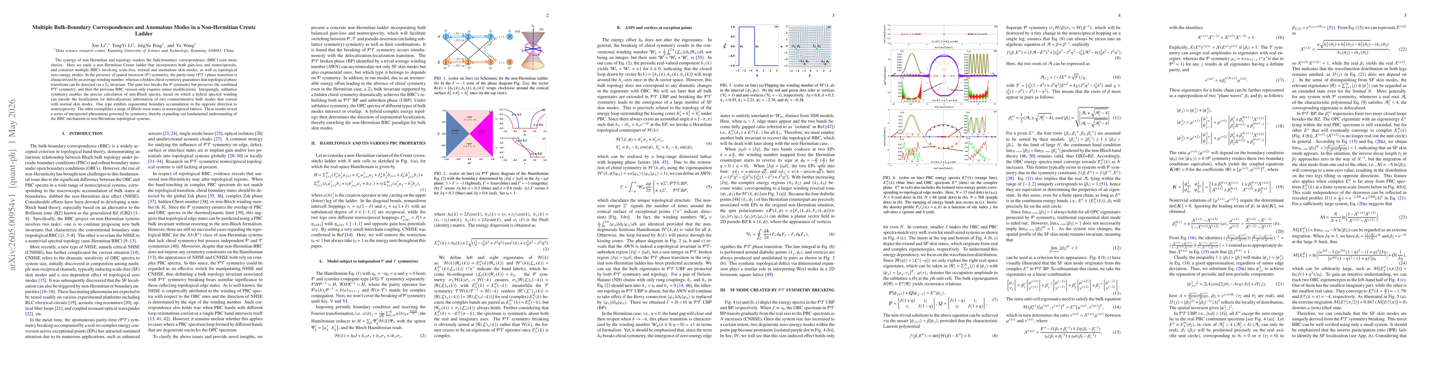 Thumbnail for Multiple Bulk-Boundary Correspondences and Anomalous Modes in a Non-Hermitian Creutz Ladder
