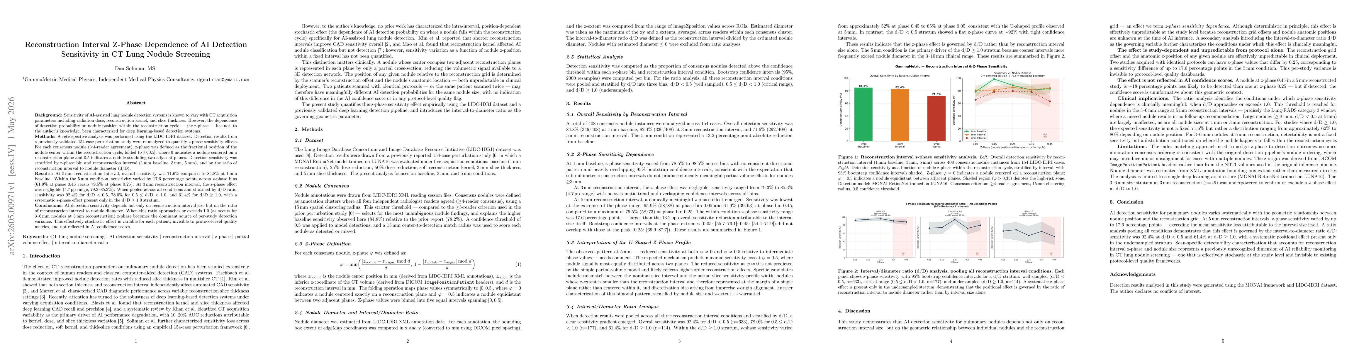 Thumbnail for Reconstruction Interval Z-Phase Dependence of AI Detection Sensitivity in CT Lung Nodule Screening