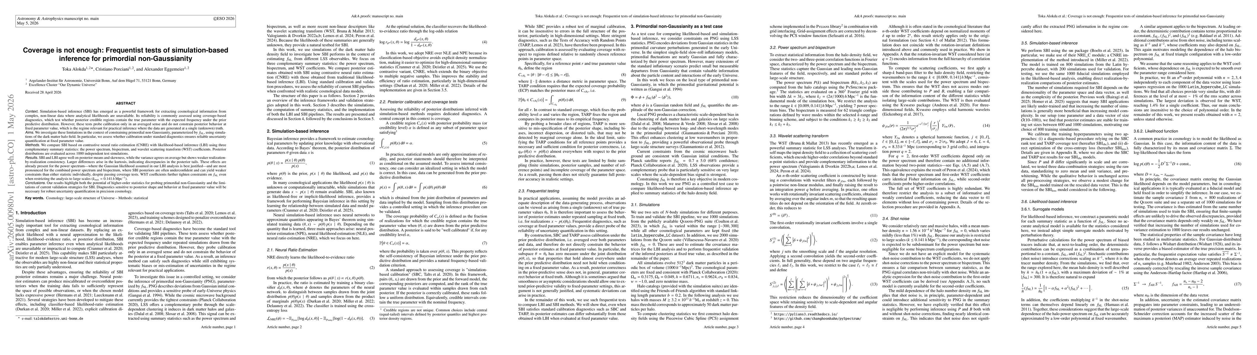 Thumbnail for Coverage is not enough: Frequentist tests of simulation-based inference for primordial non-Gaussianity