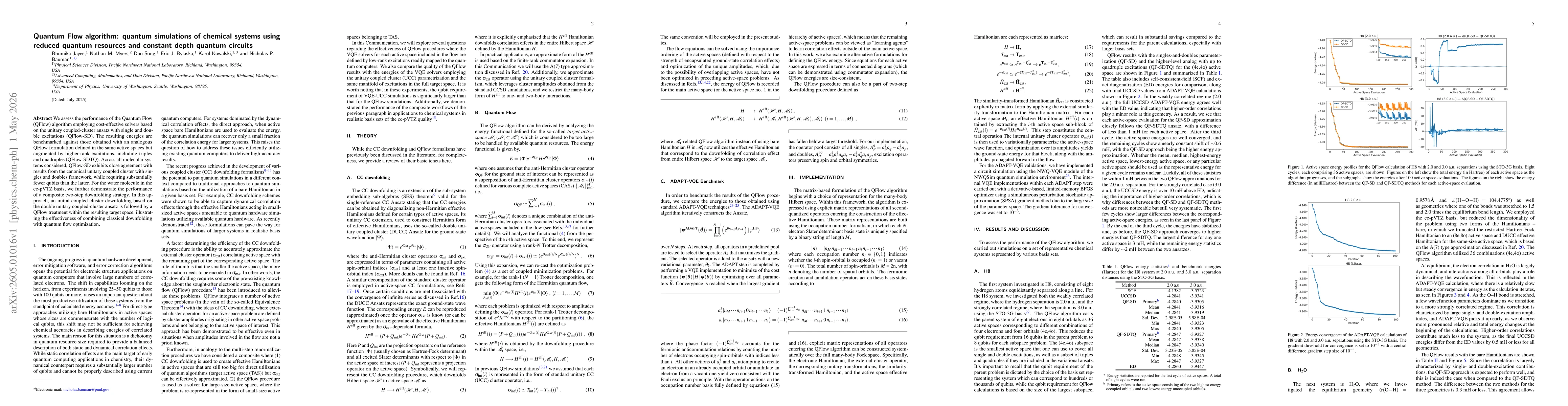 Thumbnail for Quantum Flow algorithm: quantum simulations of chemical systems using reduced quantum resources and constant depth quantum circuits