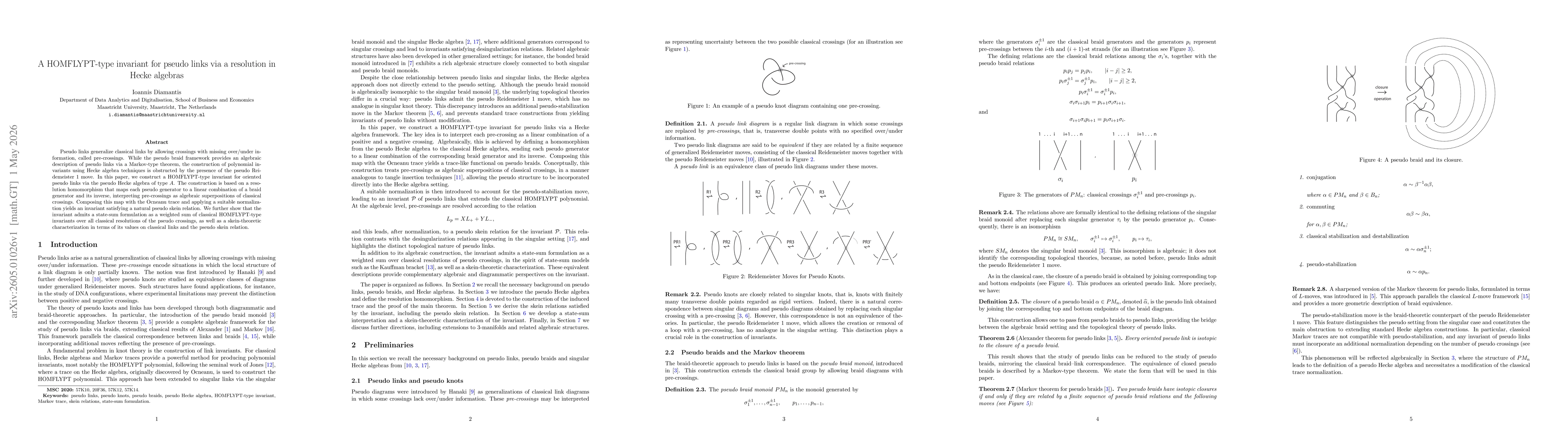 Thumbnail for A HOMFLYPT-type invariant for pseudo links via a resolution in Hecke algebras