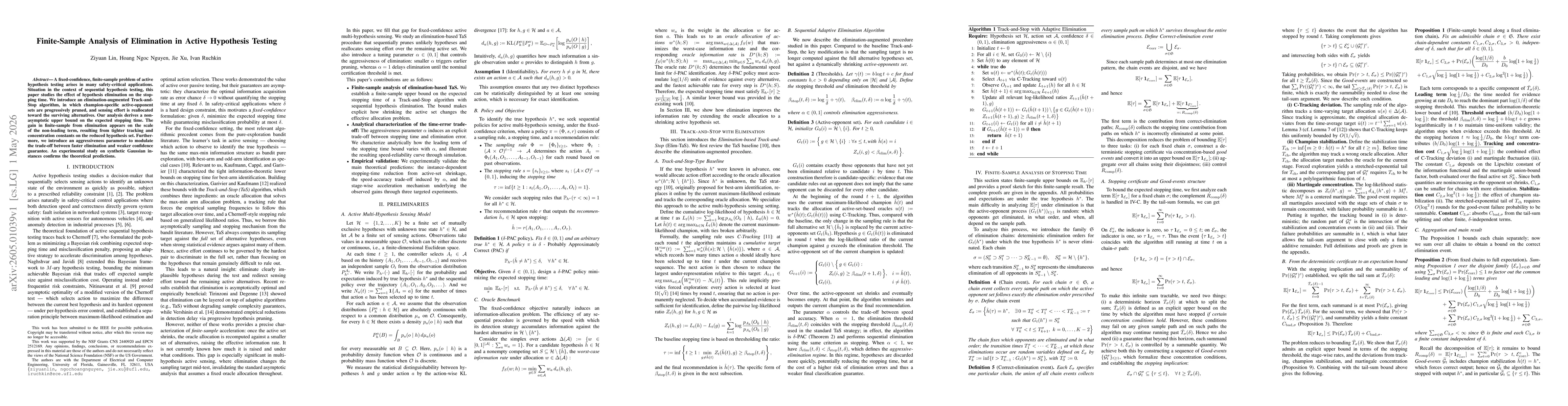 Thumbnail for Finite-Sample Analysis of Elimination in Active Hypothesis Testing