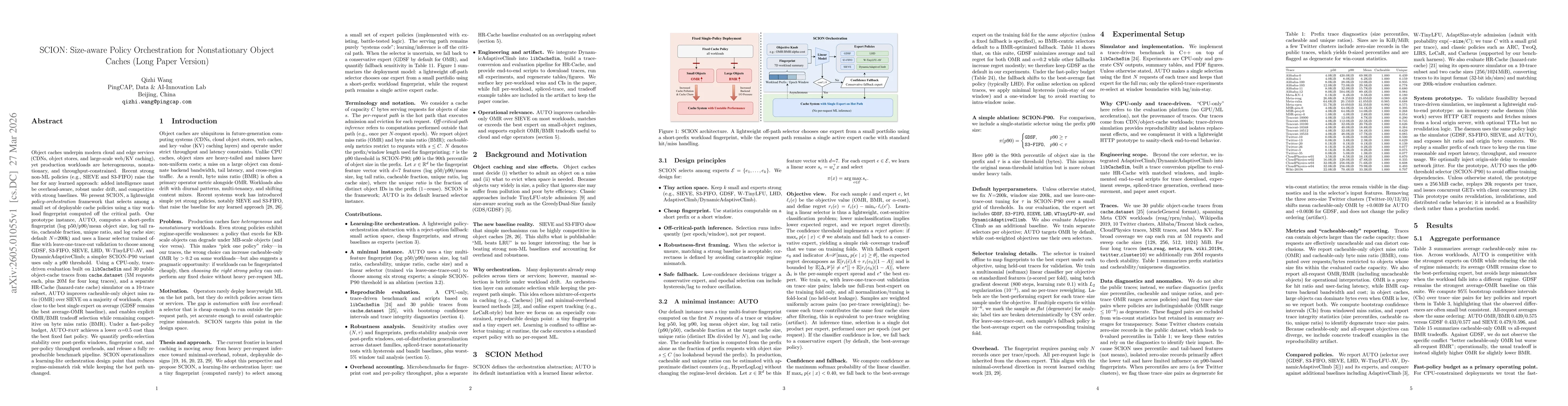 Thumbnail for SCION: Size-aware Policy Orchestration for Nonstationary Object Caches (Long Paper Version)