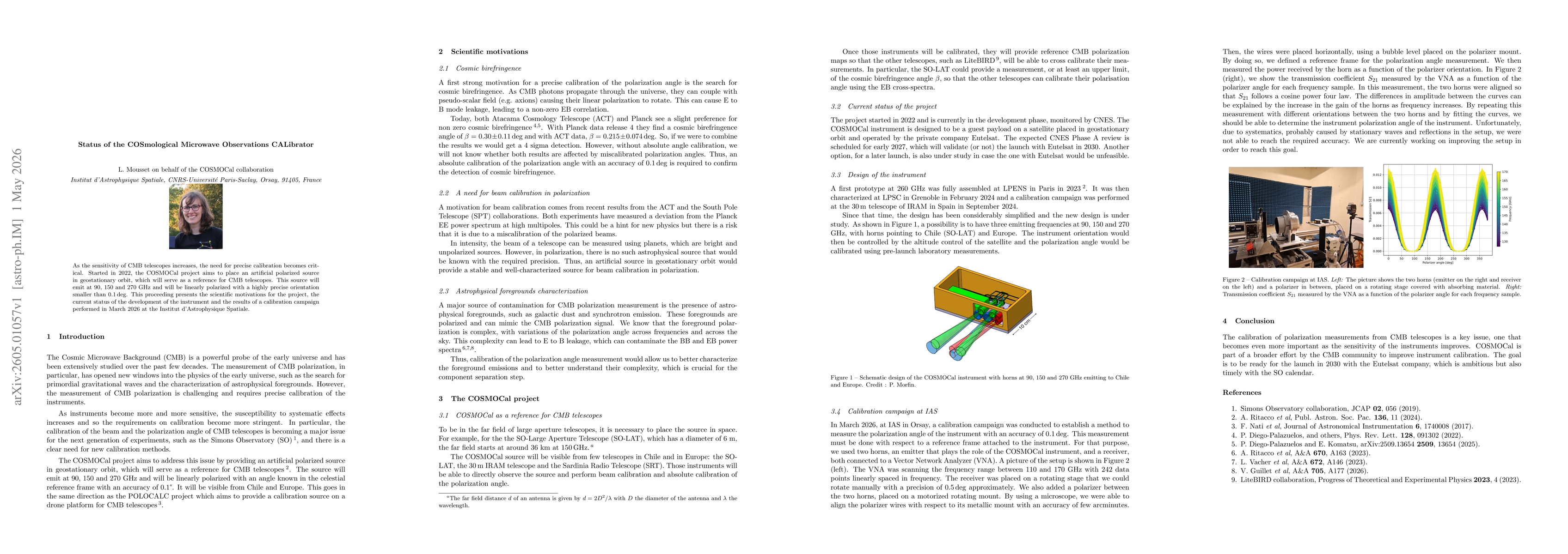 Thumbnail for Status of the COSmological Microwave Observations CALibrator