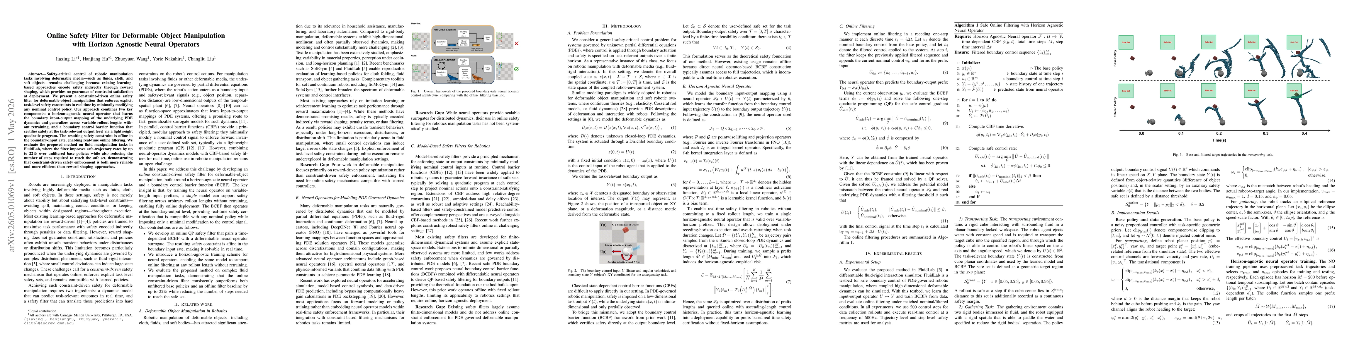 Thumbnail for Online Safety Filter for Deformable Object Manipulation with Horizon Agnostic Neural Operators