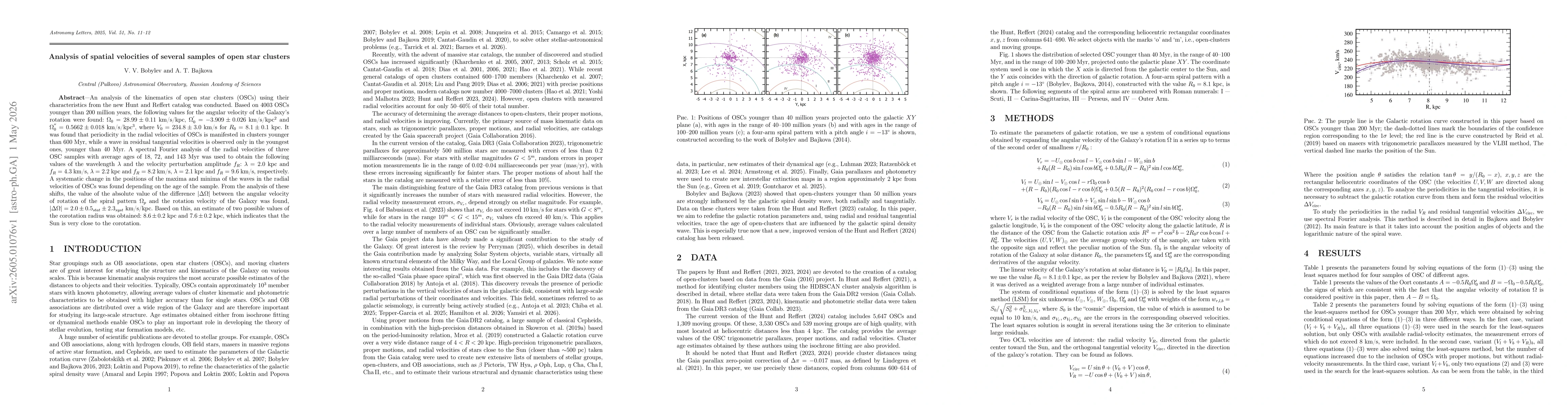 Thumbnail for Analysis of spatial velocities of several samples of open star clusters