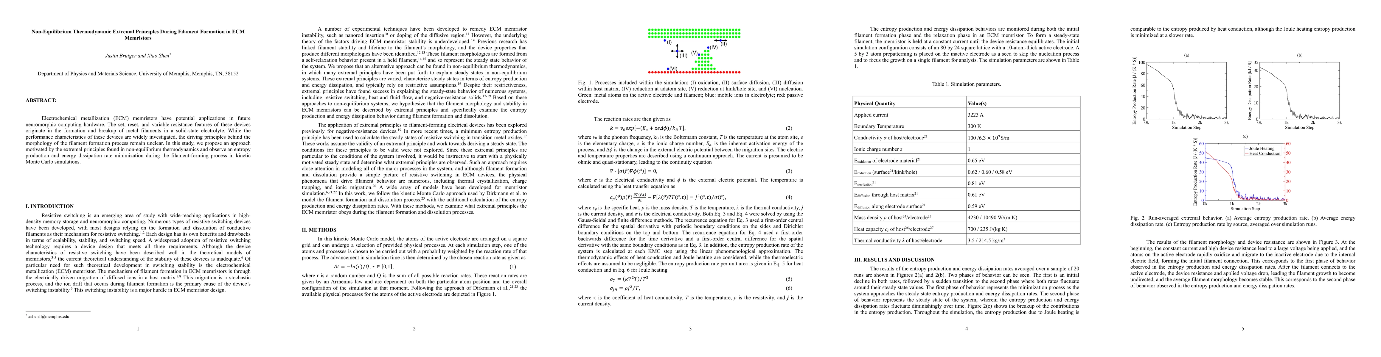Thumbnail for Non-Equilibrium Thermodynamic Extremal Principles During Filament Formation in ECM Memristors