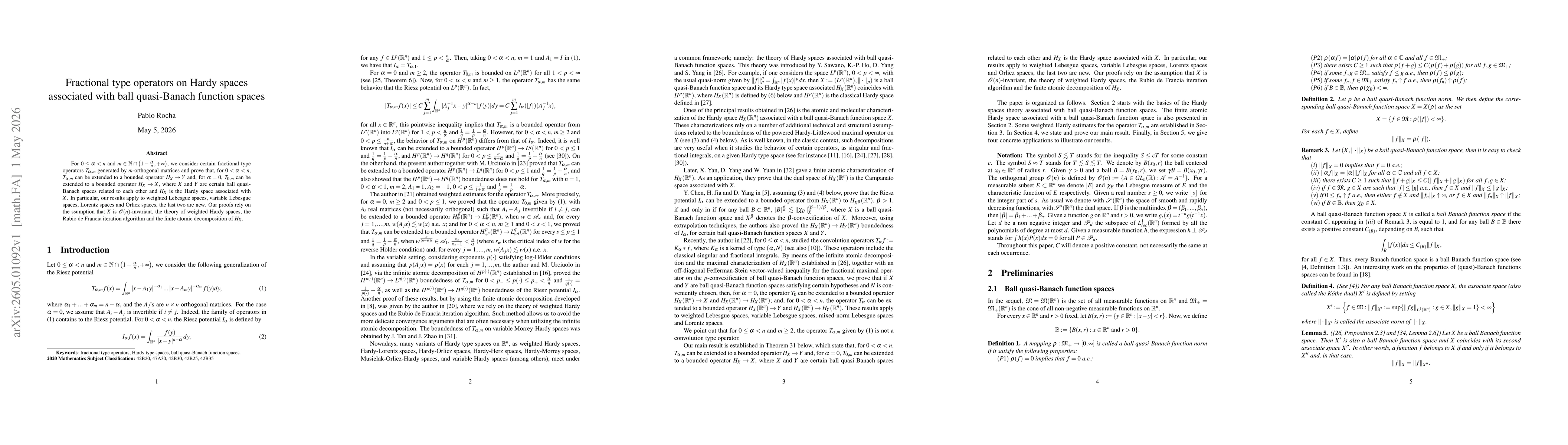 Thumbnail for Fractional type operators on Hardy spaces associated with ball quasi-Banach function spaces