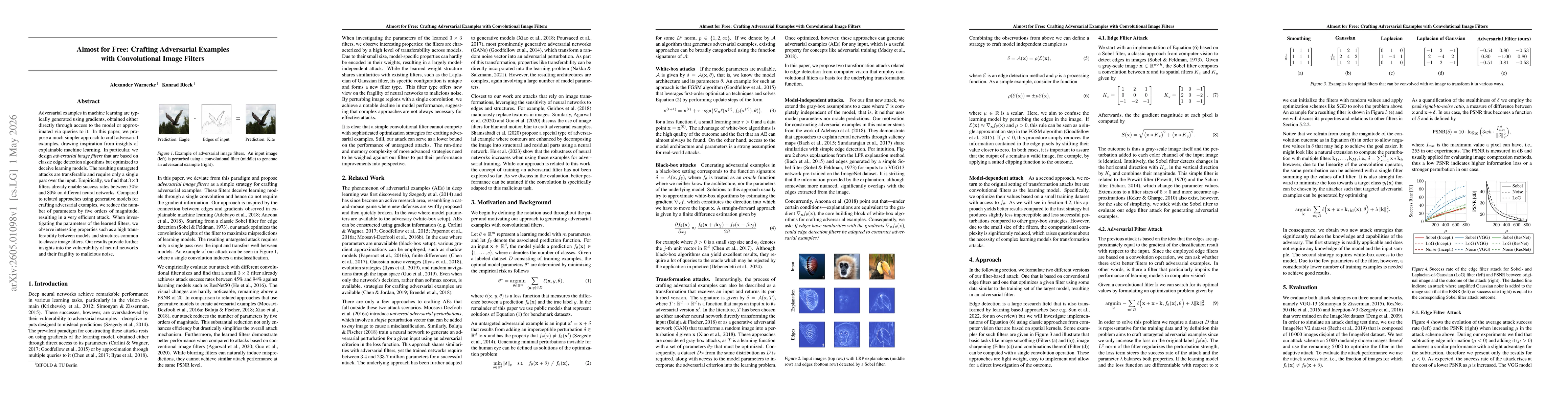 Thumbnail for Almost for Free: Crafting Adversarial Examples with Convolutional Image Filters