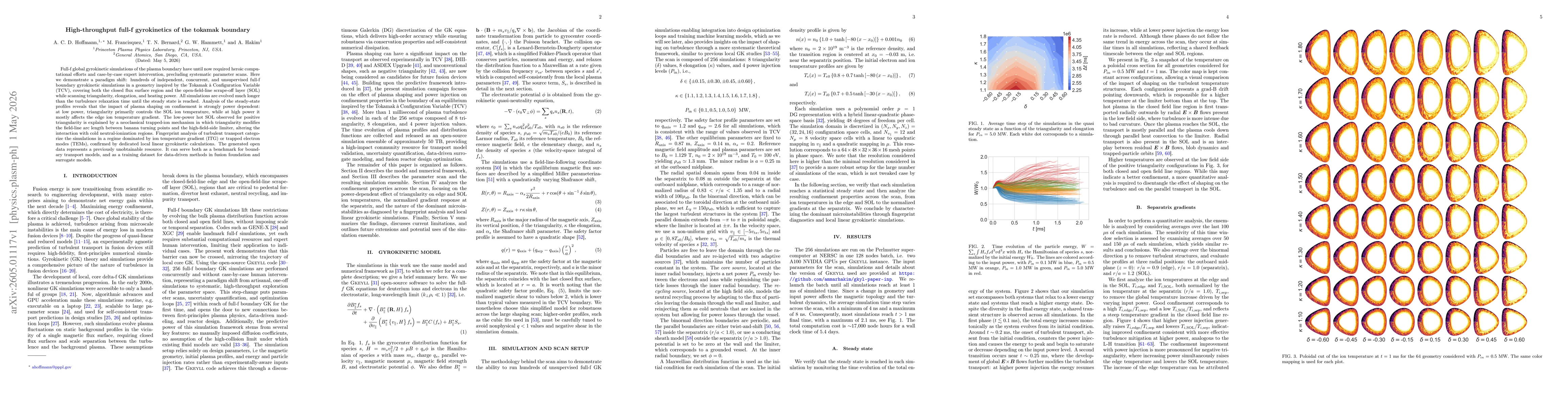 Thumbnail for High-throughput full-f gyrokinetics of the tokamak boundary
