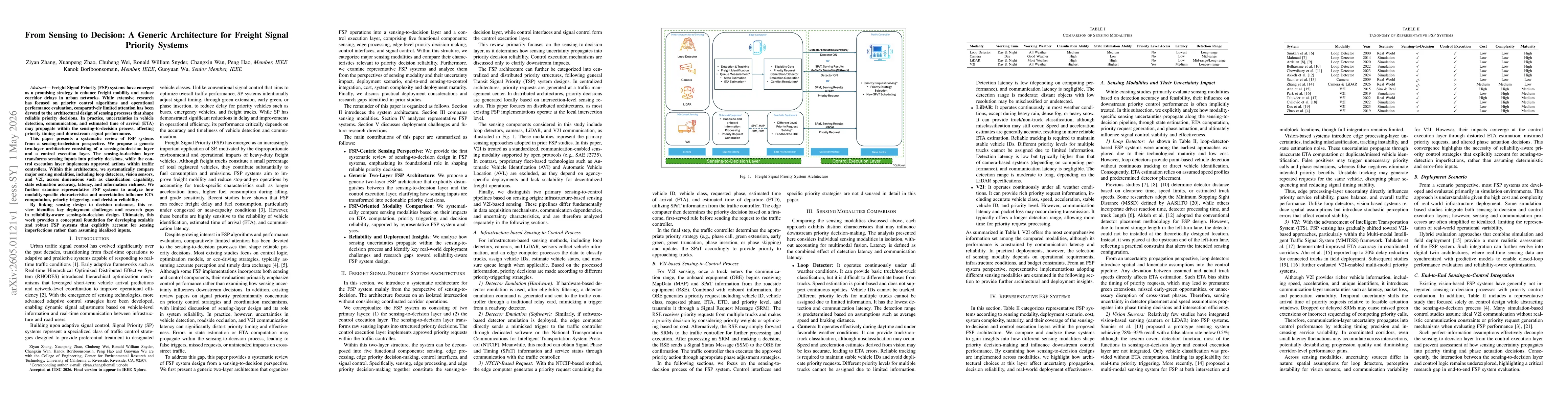 Thumbnail for From Sensing to Decision: A Generic Architecture for Freight Signal Priority Systems
