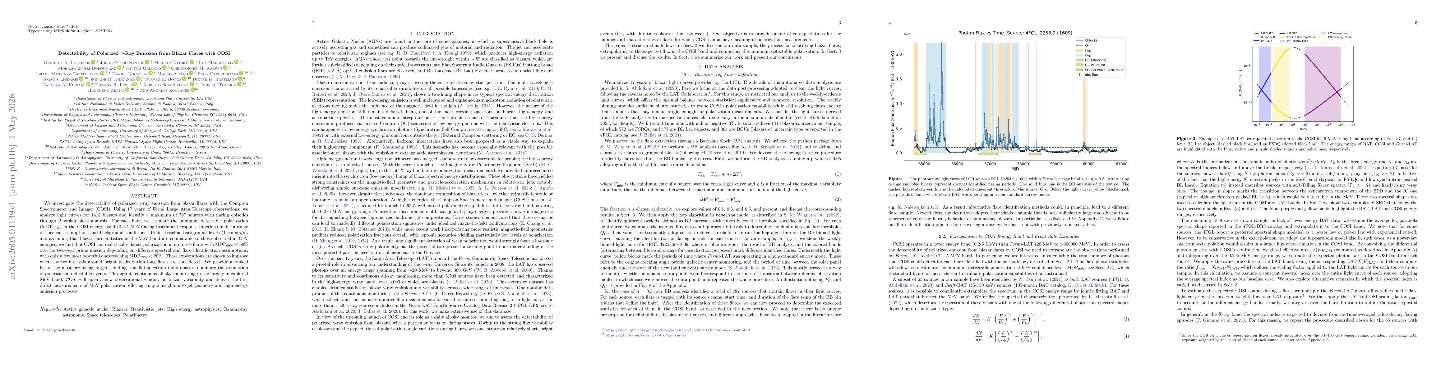 Thumbnail for Detectability of Polarized Gamma-ray Emission from Blazar Flares with COSI