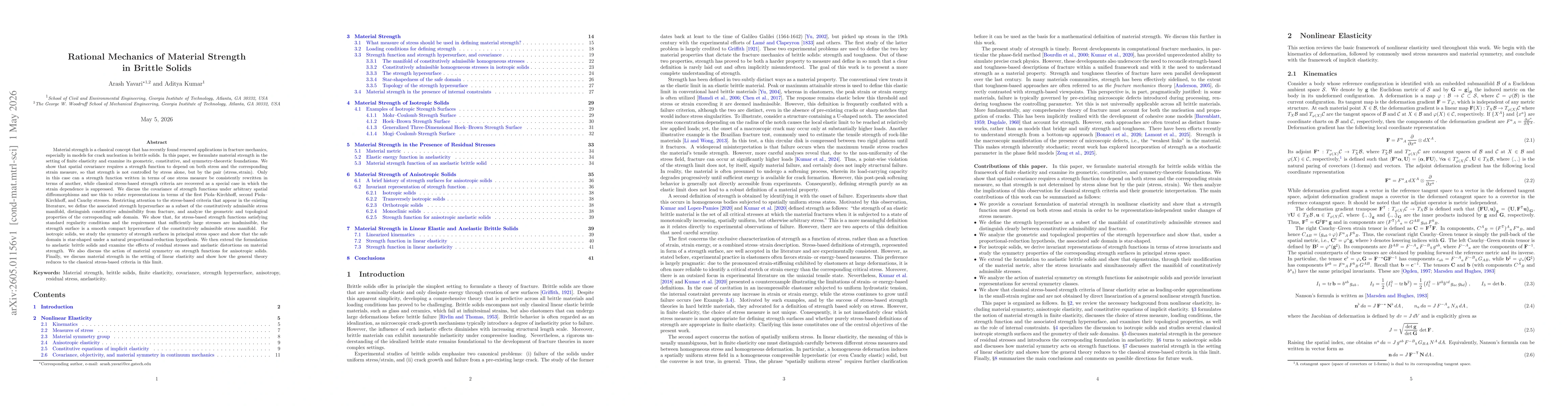 Thumbnail for Rational Mechanics of Material Strength in Brittle Solids