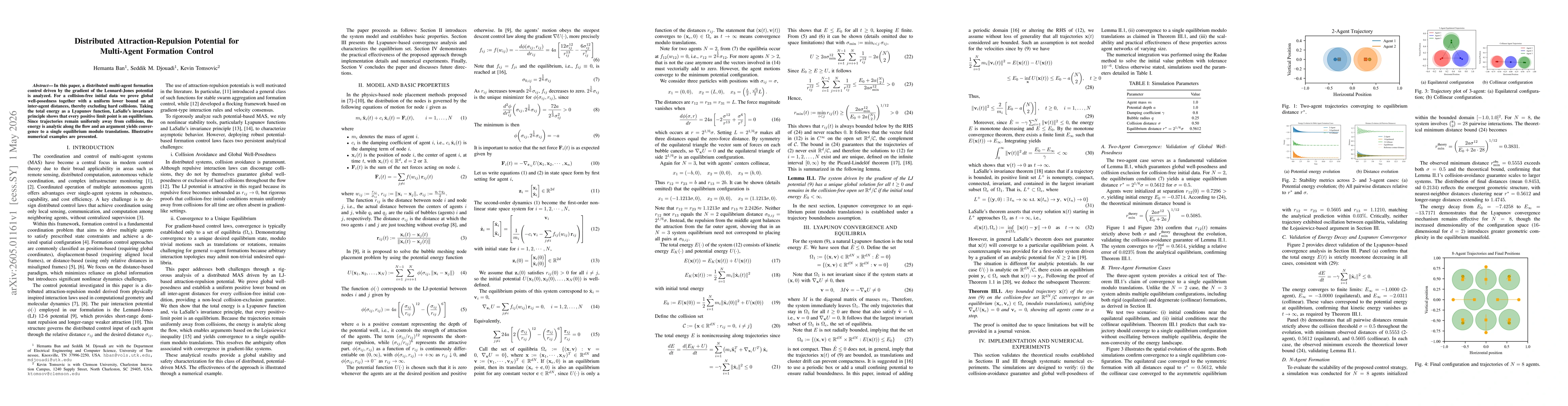 Thumbnail for Distributed Attraction-Repulsion Potential for Multi-Agent Formation Control