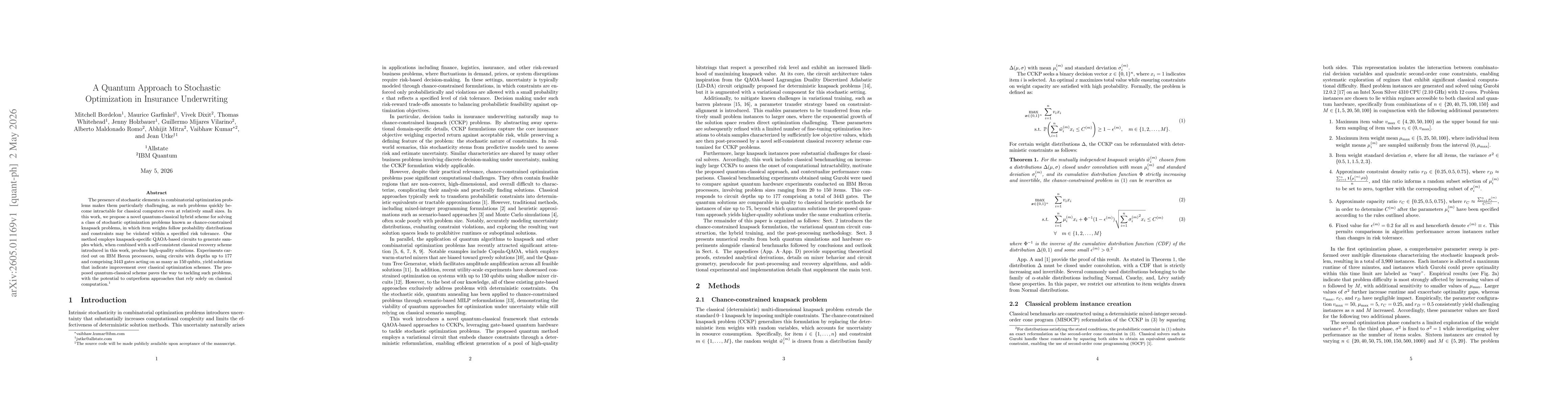 Thumbnail for A Quantum Approach to Stochastic Optimization in Insurance Underwriting