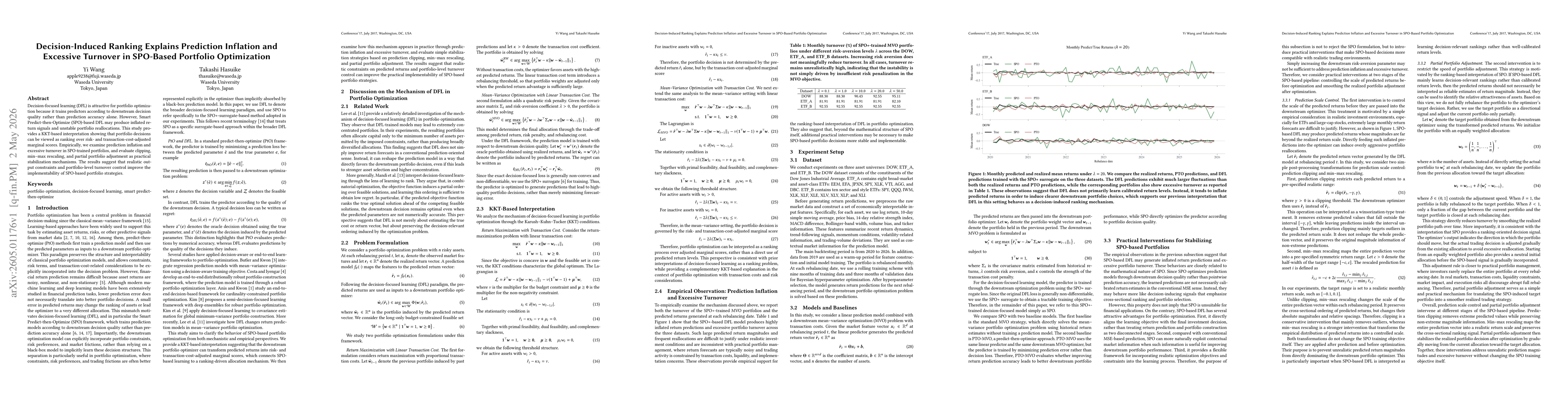 Thumbnail for Decision-Induced Ranking Explains Prediction Inflation and Excessive Turnover in SPO-Based Portfolio Optimization