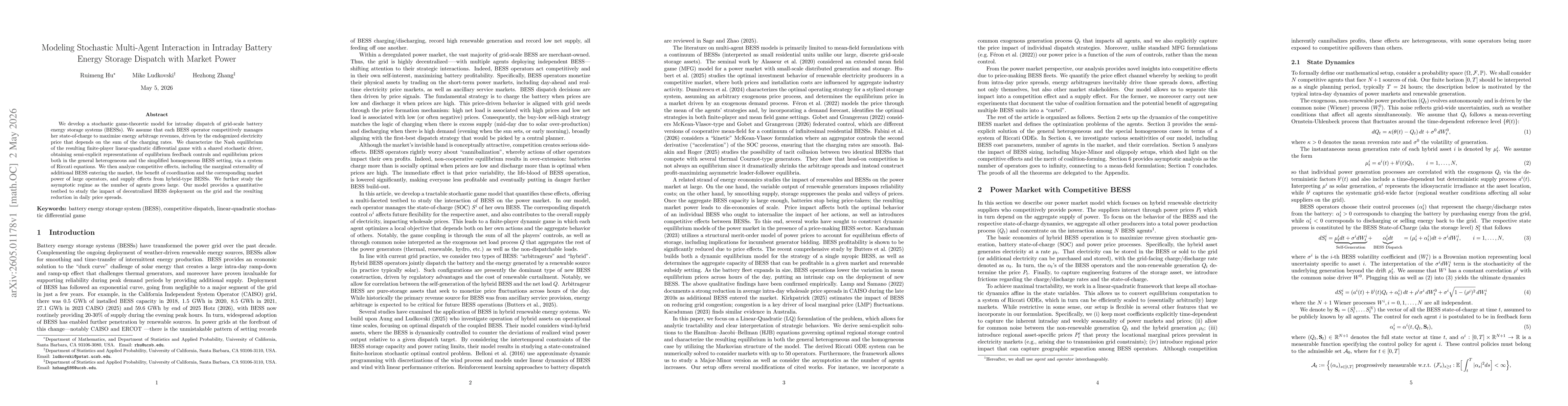 Thumbnail for Modeling Stochastic Multi-Agent Interaction in Intraday Battery Energy Storage Dispatch with Market Power
