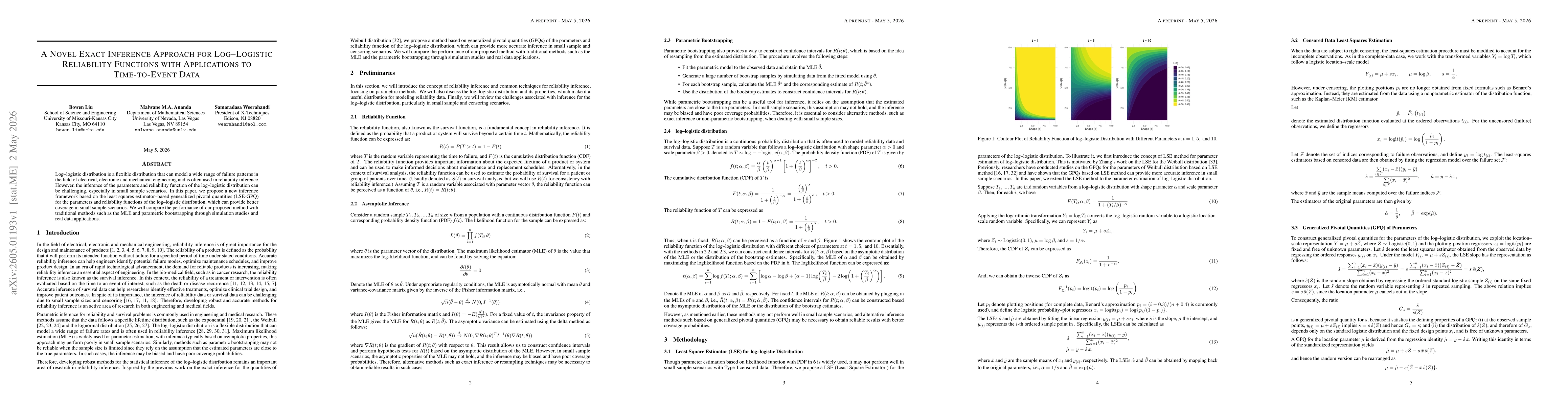 Thumbnail for A Novel Exact Inference Approach for Log--Logistic Reliability Functions with Applications to Time-to-Event Data