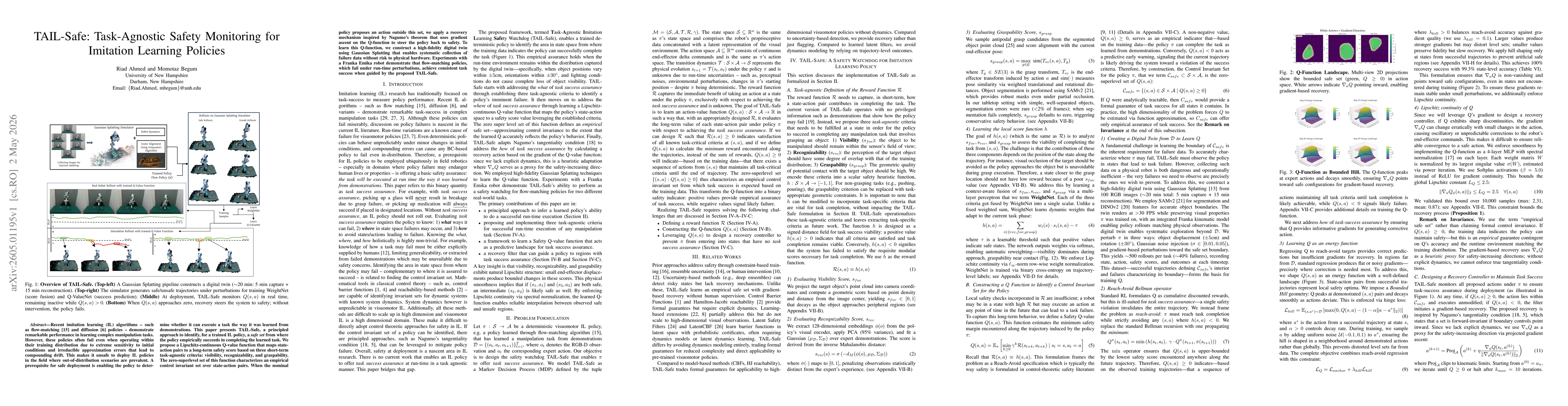 Thumbnail for TAIL-Safe: Task-Agnostic Safety Monitoring for Imitation Learning Policies