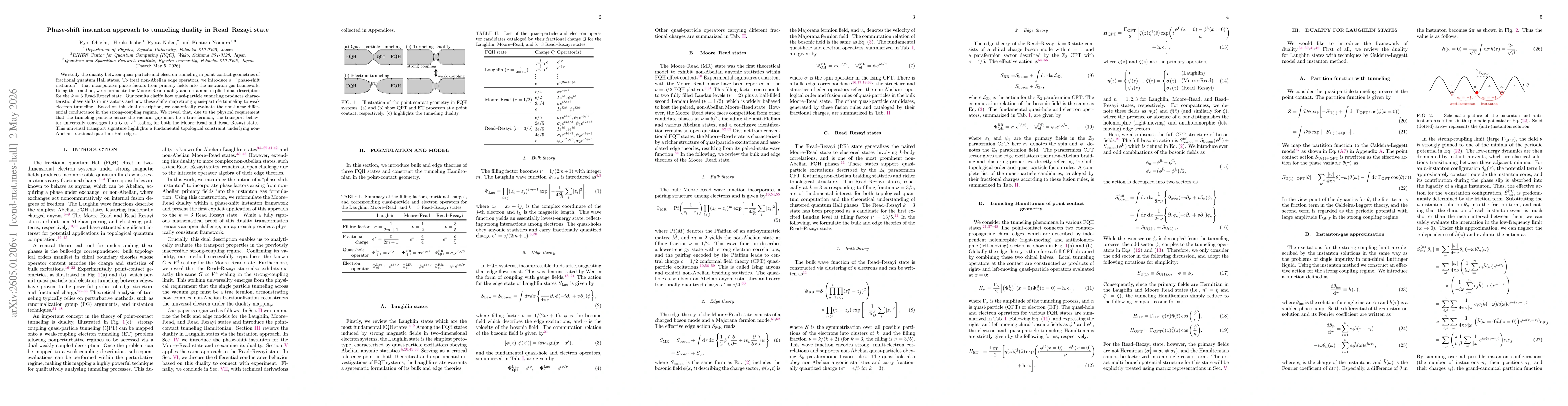 Thumbnail for Phase-shift instanton approach to tunneling duality in Read--Rezayi state