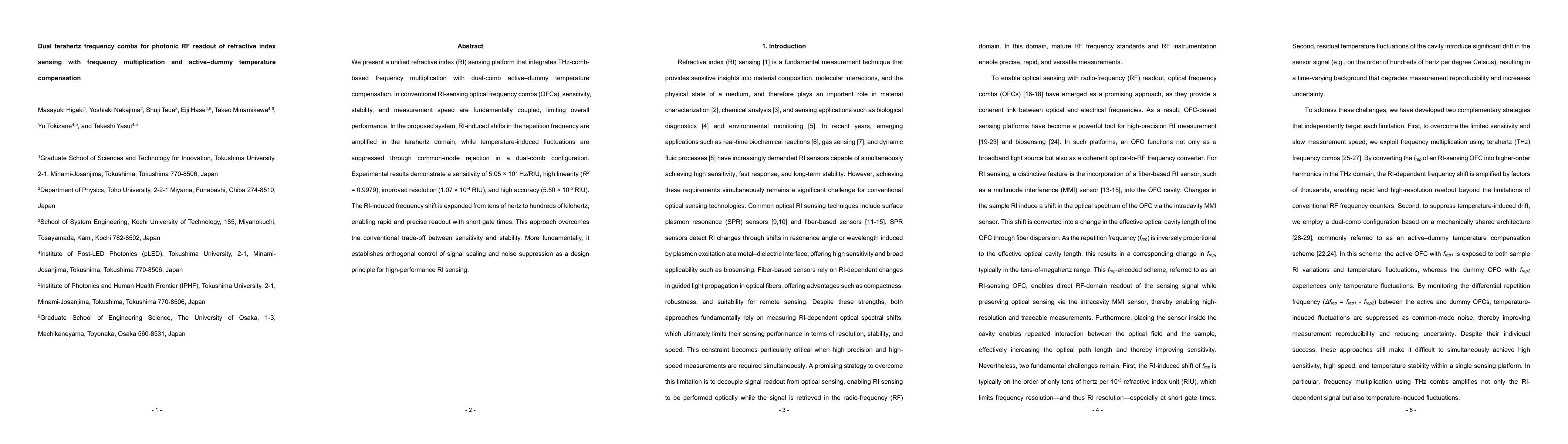 Thumbnail for Dual terahertz frequency combs for photonic RF readout of refractive index sensing with frequency multiplication and active-dummy temperature compensation