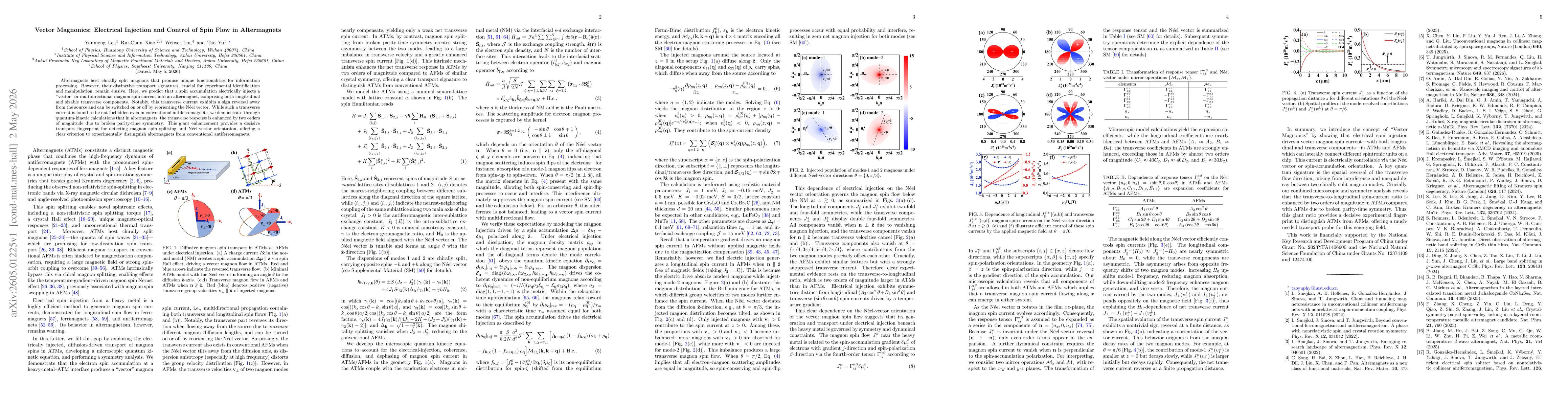 Thumbnail for Vector Magnonics: Electrical Injection and Control of Spin Flow in Altermagnets