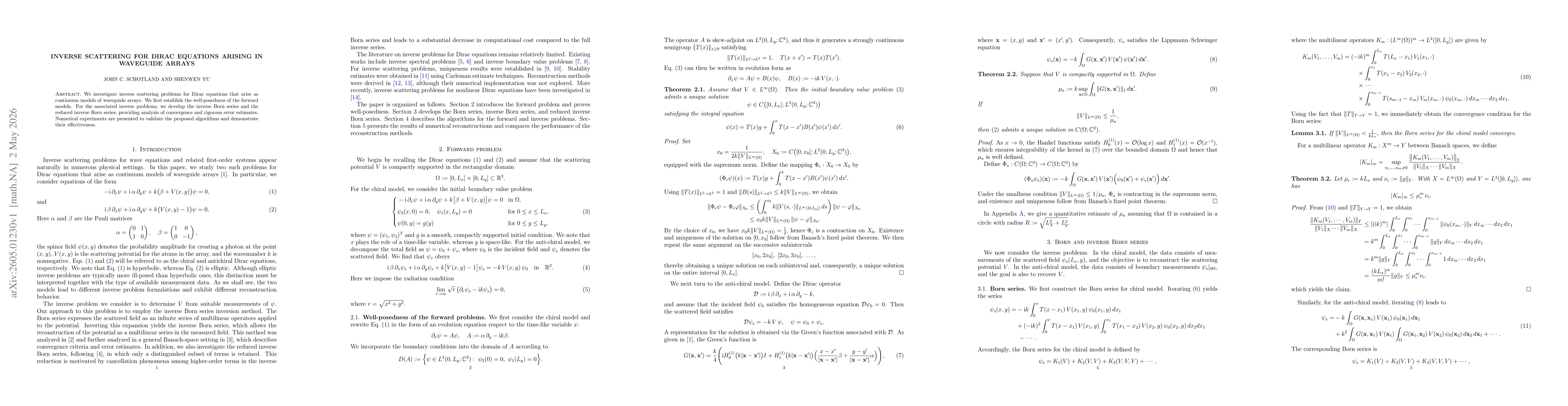 Thumbnail for Inverse Scattering for Dirac Equations Arising in Waveguide Arrays