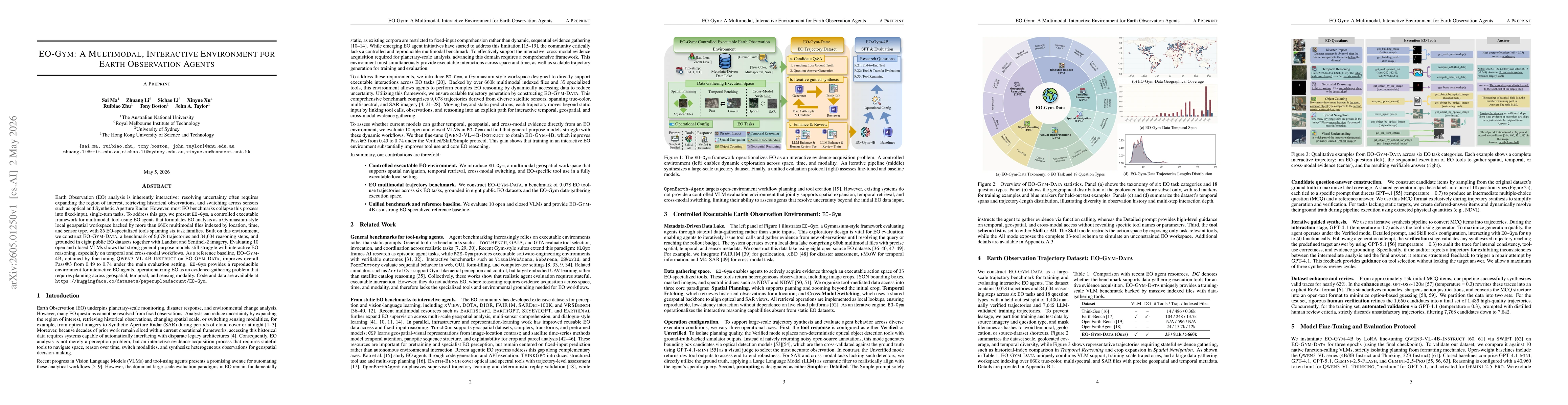 Thumbnail for EO-Gym: A Multimodal, Interactive Environment for Earth Observation Agents