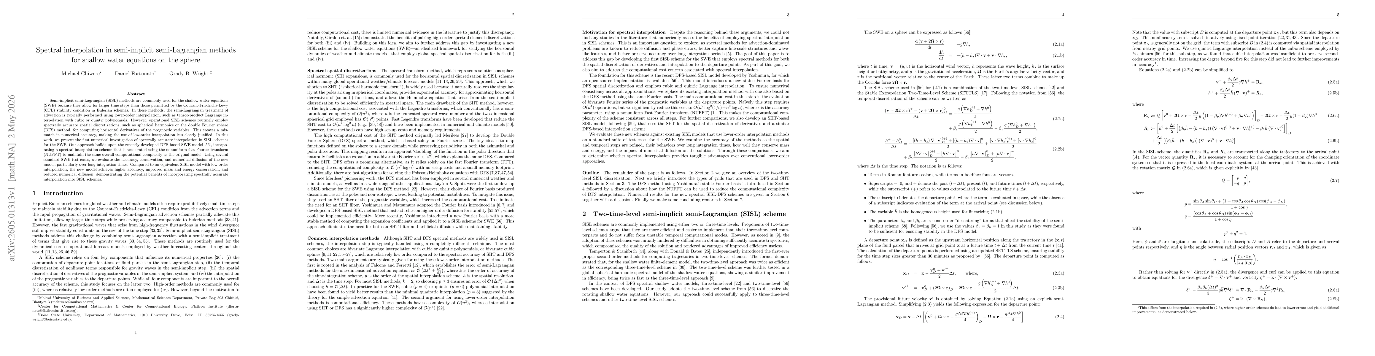 Thumbnail for Spectral interpolation in semi-implicit semi-Lagrangian methods for shallow water equations on the sphere