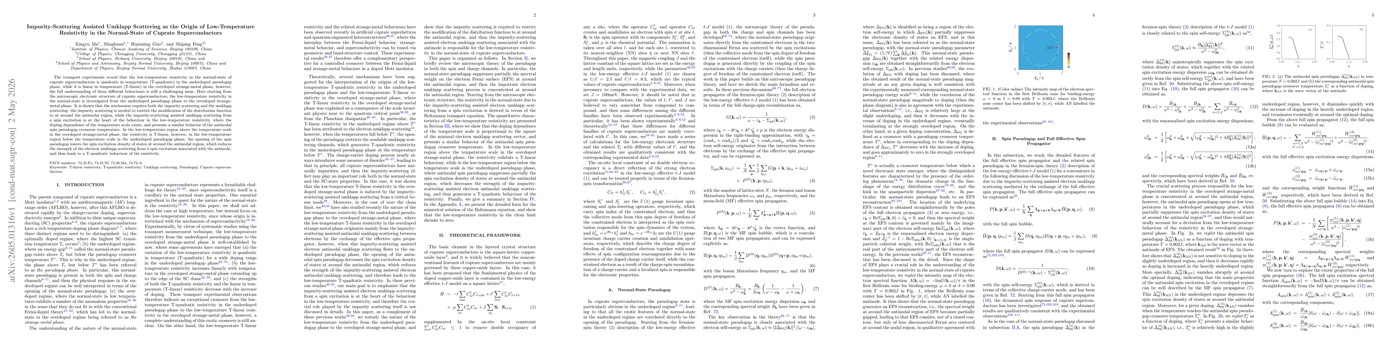 Thumbnail for Impurity-Scattering Assisted Umklapp Scattering as the Origin of Low-Temperature Resistivity in the Normal-State of Cuprate Superconductors
