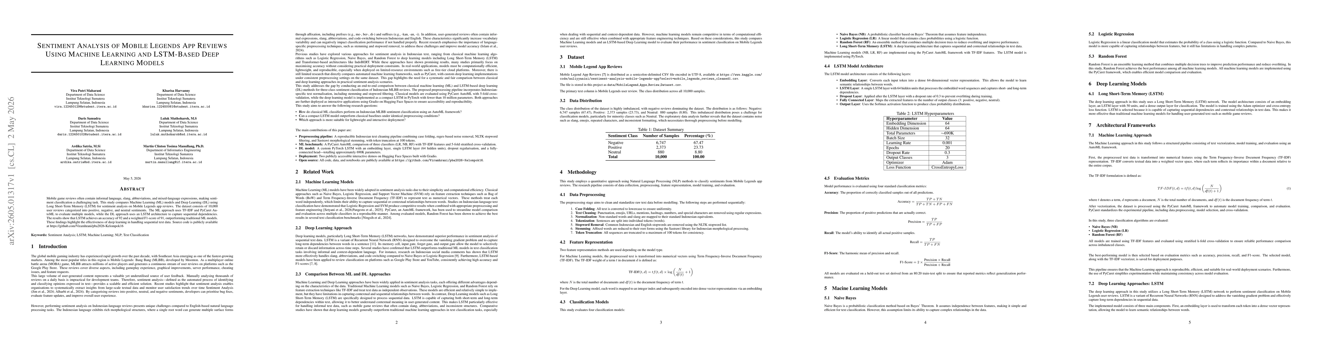 Thumbnail for Sentiment Analysis of Mobile Legends App Reviews Using Machine Learning and LSTM-Based Deep Learning Models